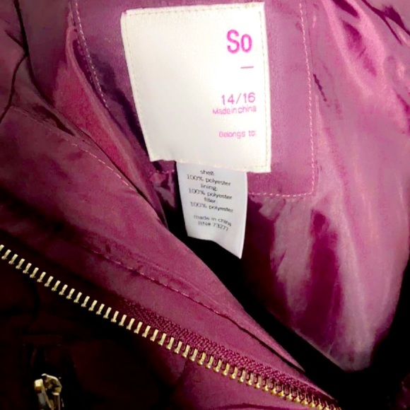 Girls Burgundy Winter Coat - Picture 4 of 4